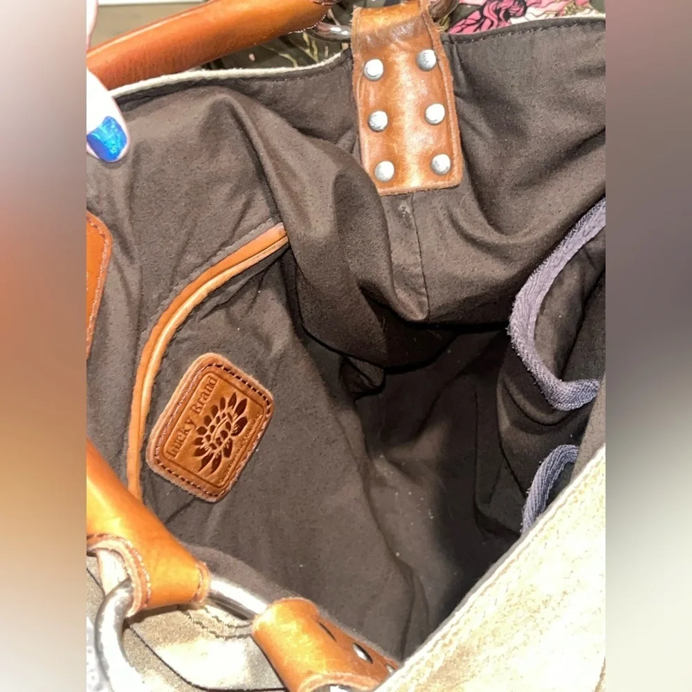 RARE Lucky Brand Suede Shoulder Bag in Tan and Brown